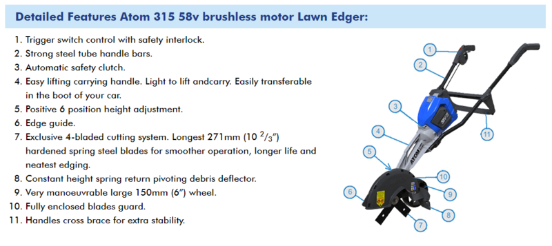 Atom Battery Lawn Edger 25AH Kit