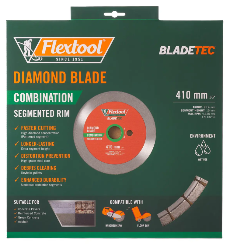 Flextool BladeTec Diamond Blade 14andquot Concrete andamp Asphalt