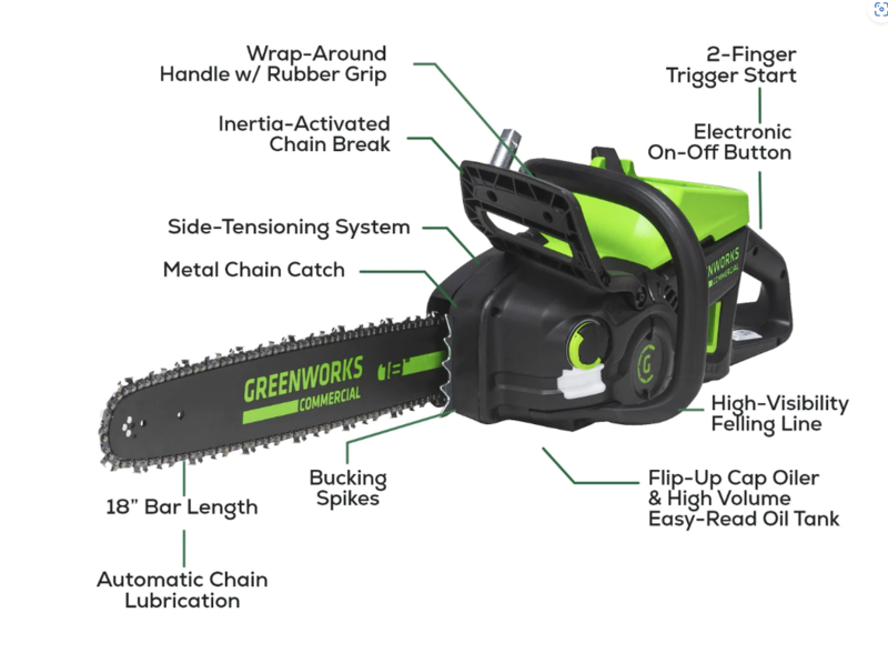 Greenworks 82v 18 27kW Chainsaw Skin Only