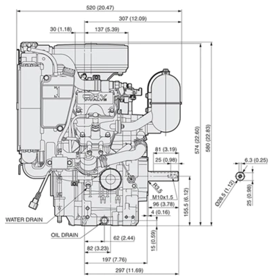 Kawasaki FD750D 25hp Horizontal Shaft Liquid Cooled Engine