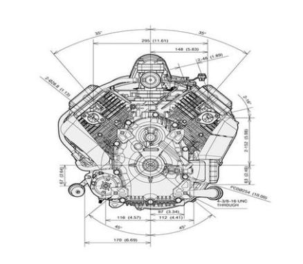 Kawasaki FR691V 23hp 1 18+quot Verticial Shaft V-Twin Engine